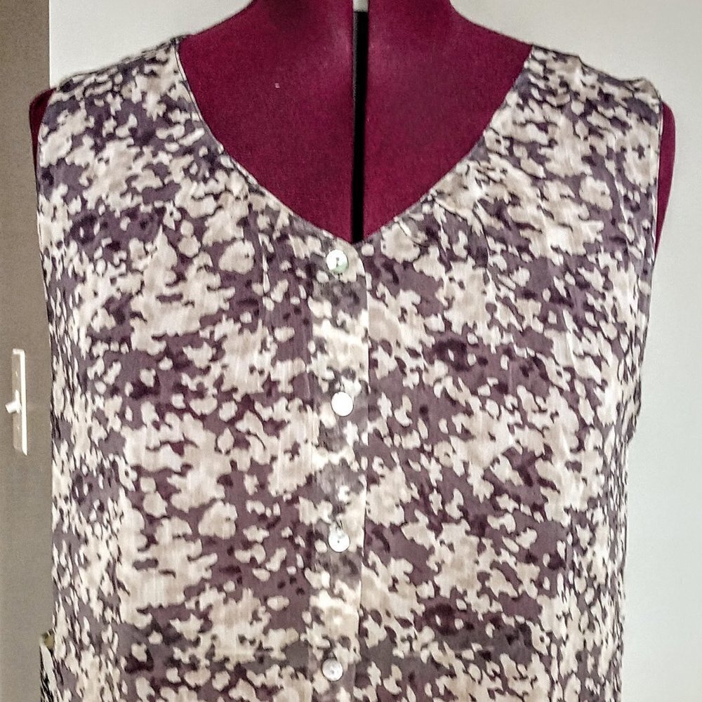 Quintessential Sheer Beige & Grey Sleeveless Top